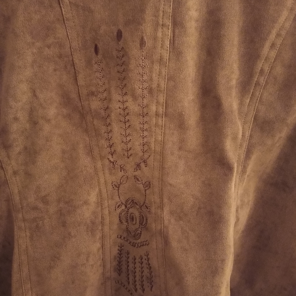Embroidered jacket Faux suede like material Sz 16 CATO EUC